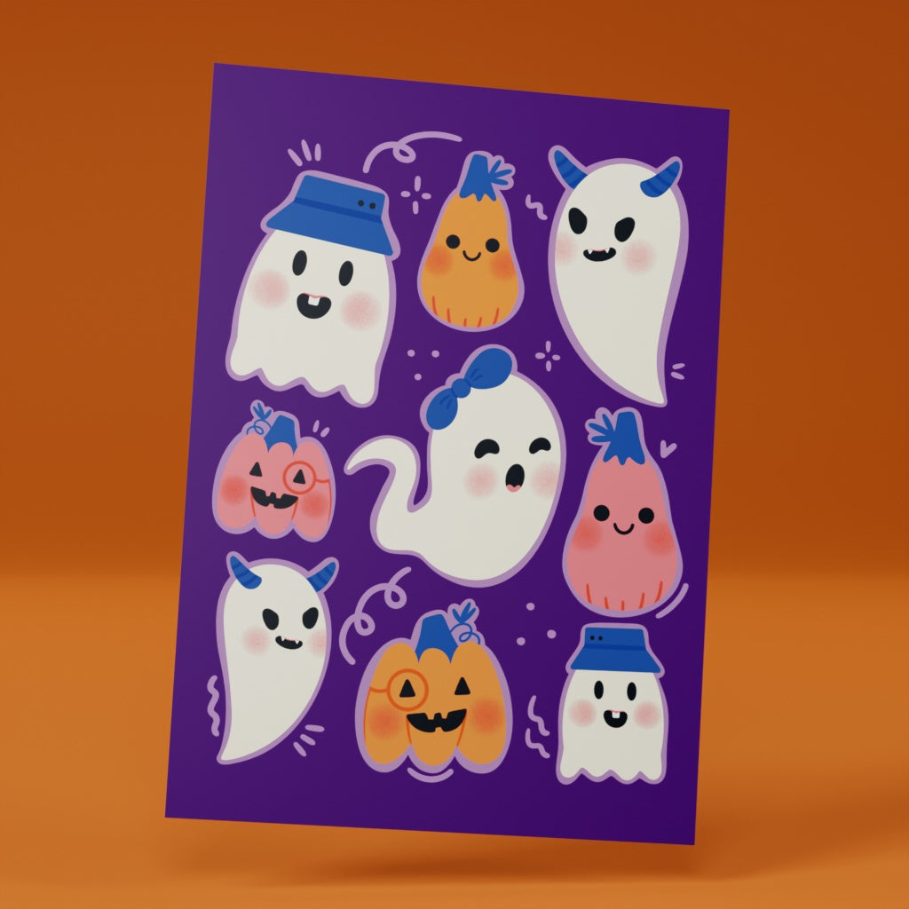 Ghosts & Pumpkins Postcard