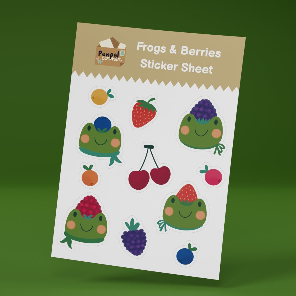 Frogs & Berries Sticker Sheet