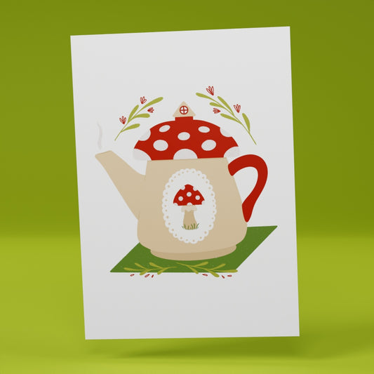 Mushroom Teapot Postcard